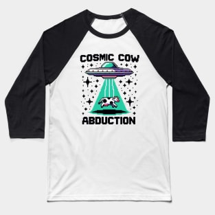 8-Bit Retro Alien Cow Abduction - Classic Video Game Style Design Baseball T-Shirt